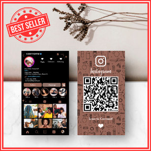 Earthy Terracotta Hair Salon Instagram QR Business Card