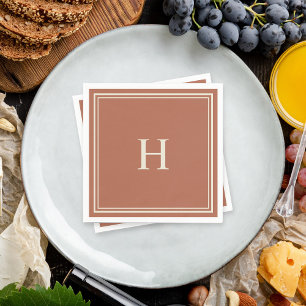 Earthy Terracotta Simple Classic Monogram Napkin