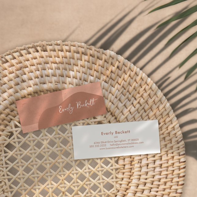 Earthy Textured Abstract Modern Terracotta Mini Business Card (Creator Uploaded)