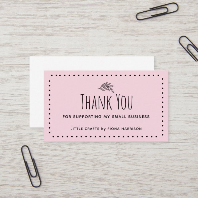 Earthy Thank You For Supporting My Small Business  Business Card (Front/Back In Situ)