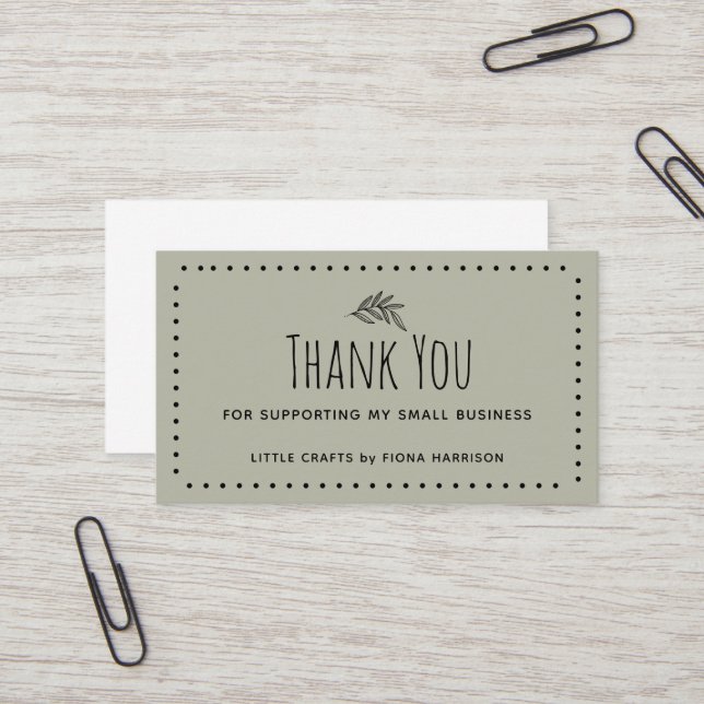 Earthy Thank You For Supporting My Small Business  Card (Front/Back In Situ)