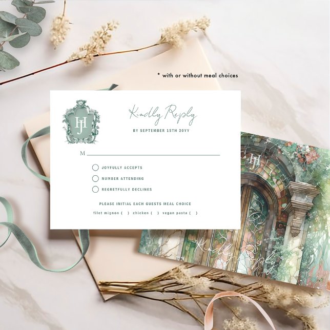 Earthy Timeless Wedding With/without Meal RSVP Card (Creator Uploaded)