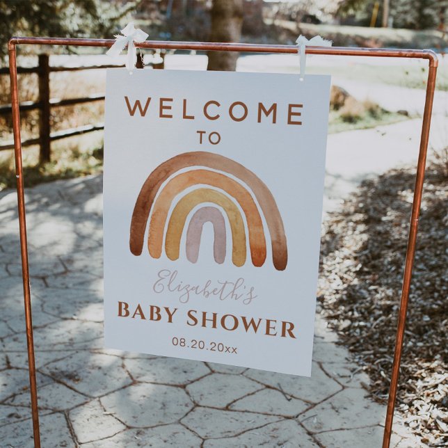 Earthy Tone Boho Rainbow Baby Shower Welcome Sign  (Creator Uploaded)