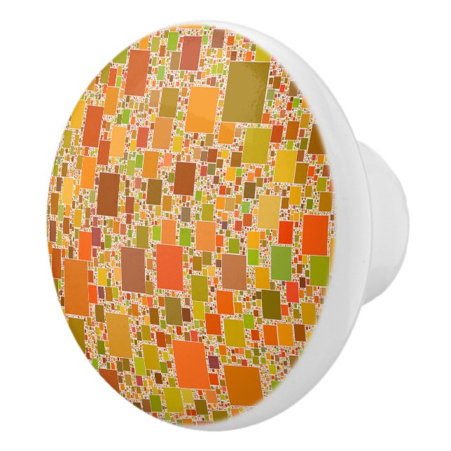 Earthy Tone Geometric Trendy Abstract Artwork Ceramic Knob (Right)