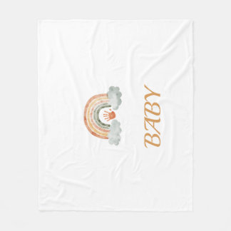 Earthy Tone Watercolor Boho Rainbow "Baby" Fleece Blanket