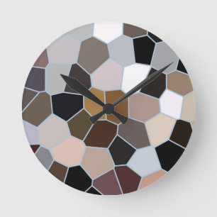 Earthy Toned Mosaic Pattern  Round Clock