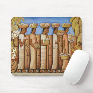 Earthy Tones Art Deco Mexican Indigenous Women Mouse Pad