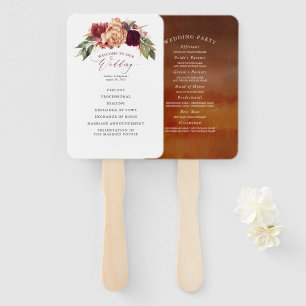 Earthy Tones Fall Wedding Program Hand Fan