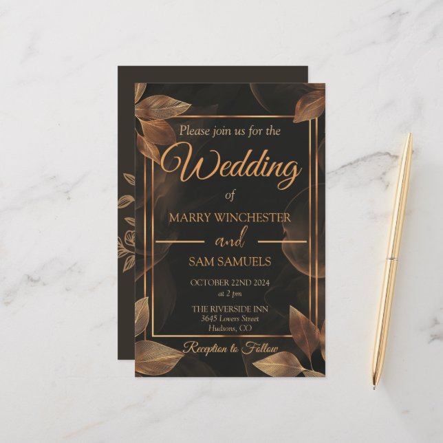 Earthy Tones | Minimalist Wedding Invitation (Front/Back In Situ)