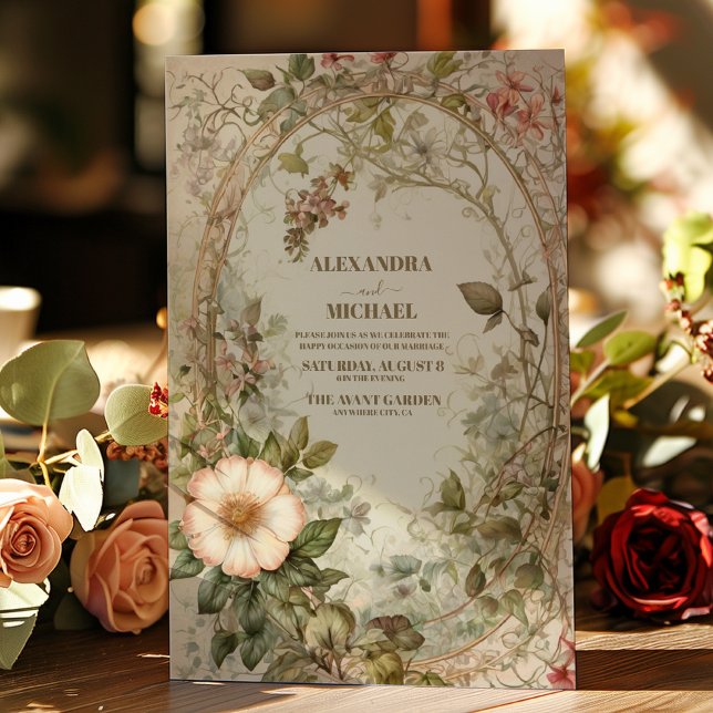 Earthy Tones Muted Faded Floral Wedding  Invitation (Creator Uploaded)