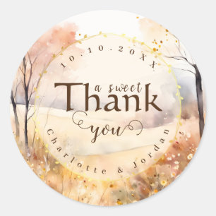 Earthy tones rustic bloom Autumn Wedding Thank You Classic Round Sticker