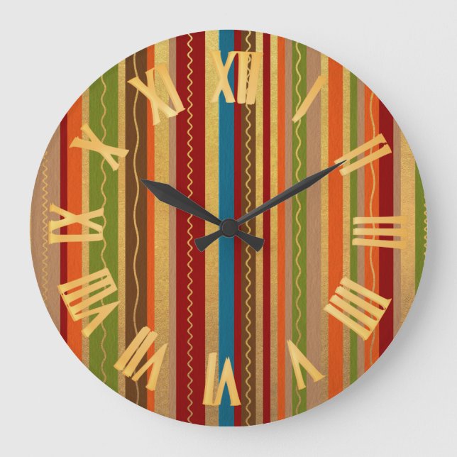 Earthy Tones Stripes  Large Clock (Front)