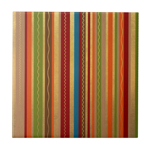 Earthy Tones Stripes  Tile (Front)