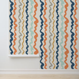  Earthy Tones Wavy Pattern Wallpaper