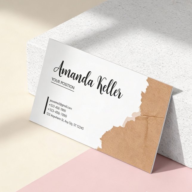 Earthy Torn Paper Business Card (Creator Uploaded)
