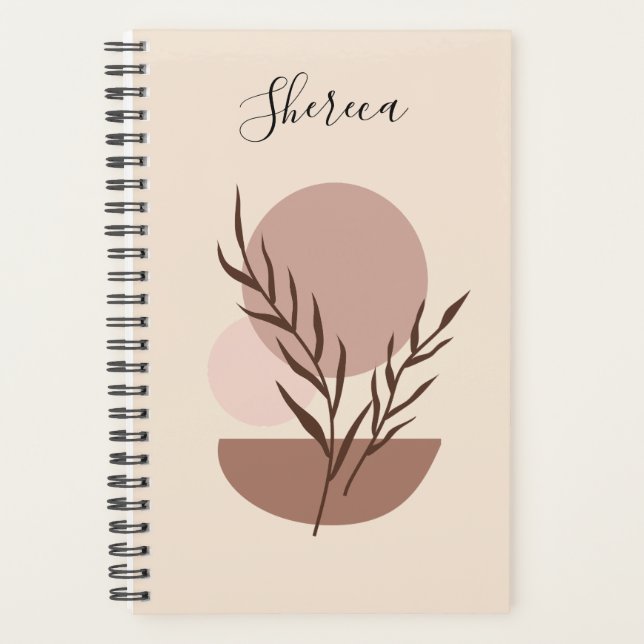 Earthy Trendy Abstract Boho Personalised Planner (Front)