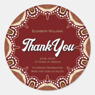 Earthy Tribal Energy Thank You Classic Round Sticker