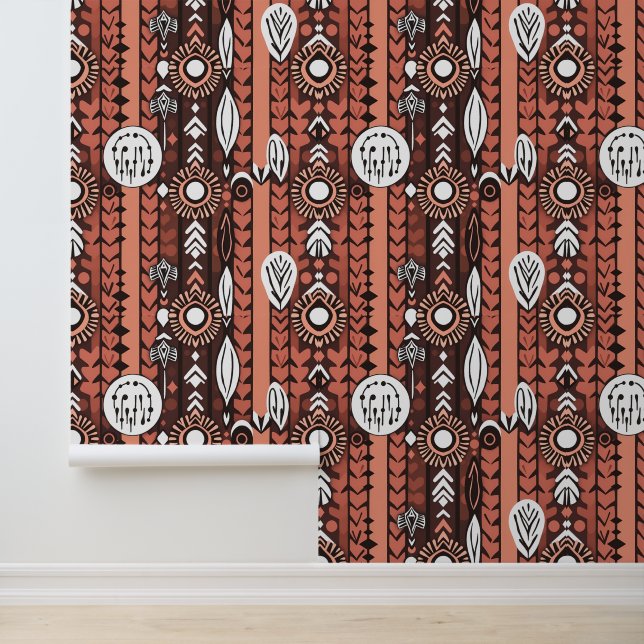Earthy Tribal Fusion: Modern Ethnic Pattern Wallpaper (Application)