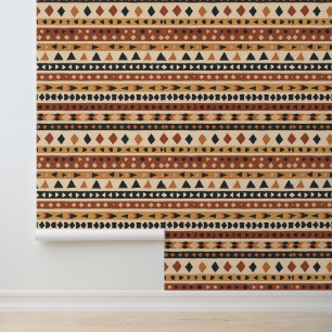 Earthy Tribal Geometric Pattern Design Wallpaper