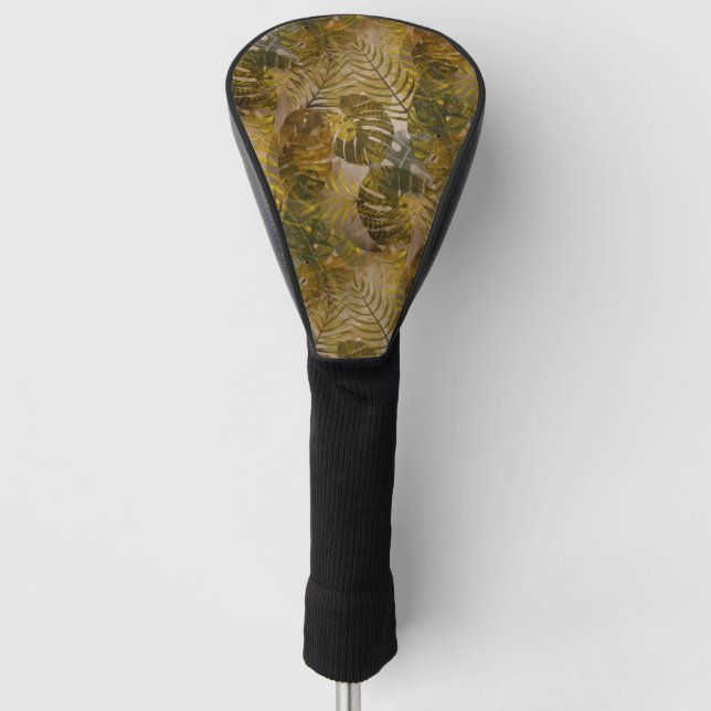 Earthy Tropical Leaves Pattern  Golf Head Cover (Front)