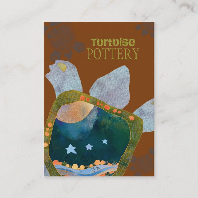Earthy Unique Sedona Turtle Pottery Business Card (Front)