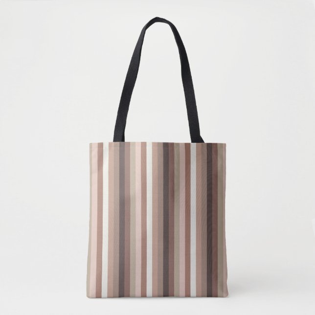 Earthy Vertical Stripe Pattern Tote Bag (Front)