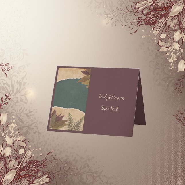 earthy vintage boho chic green single seating card (Creator Uploaded)