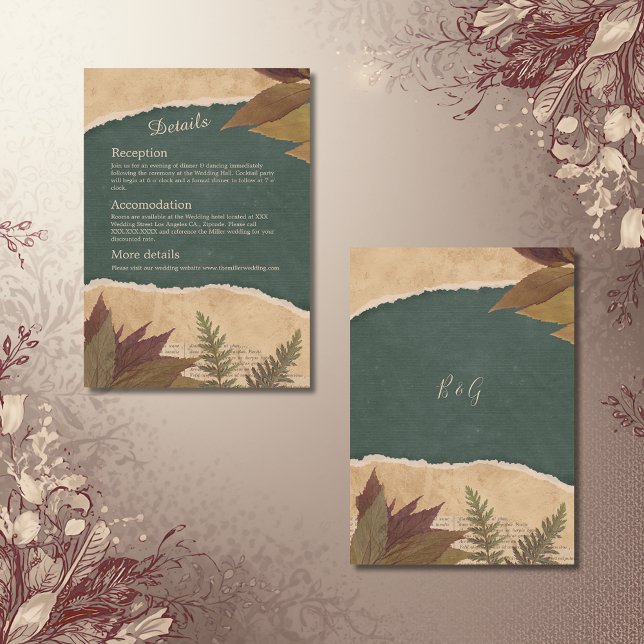 earthy vintage boho chic greenery wedding enclosure card (Creator Uploaded)
