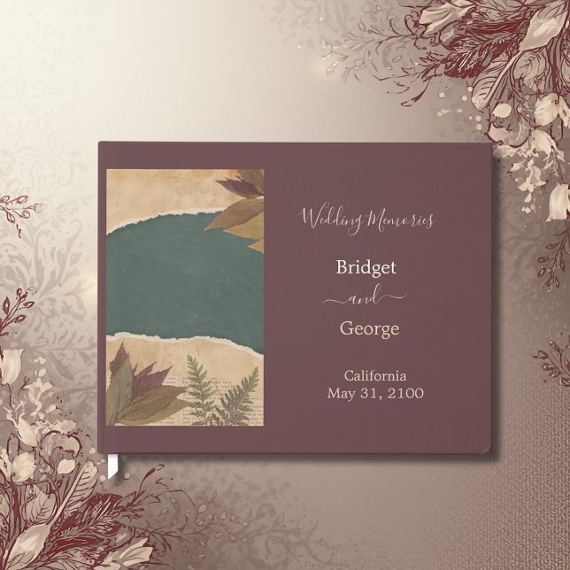 earthy vintage boho chic greenery wedding guest book (Creator Uploaded)