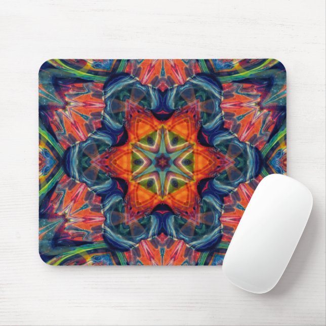 Earthy Warm Energy Kaleidoscope Gradient Mouse Pad (With Mouse)