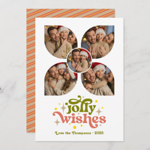 Earthy Warm Modern Retro Photo Collage Christmas Holiday Card