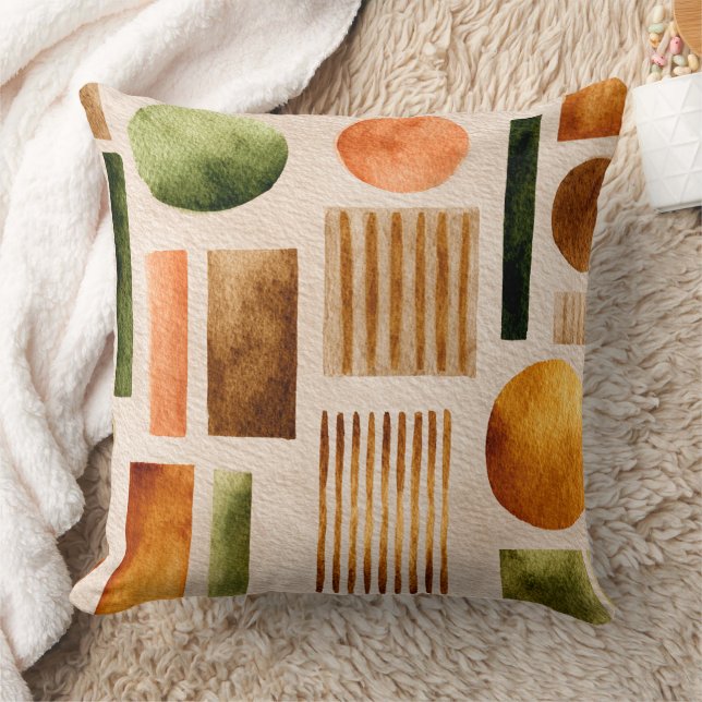 Earthy Watercolor Abstract Pattern - Boho Organic Cushion (Blanket)