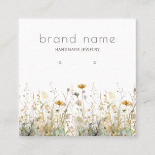 Earthy Watercolor Wildflowers Earring Display Card