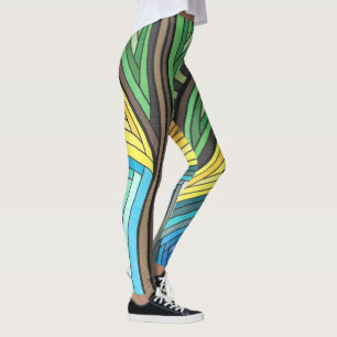 Earthy & Wild Abstract Stripes Design Leggings
