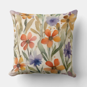 Earthy Wildflower Colourful Floral Print Cushion