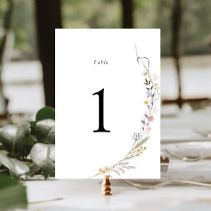 Earthy Wildflower Wedding Table Number