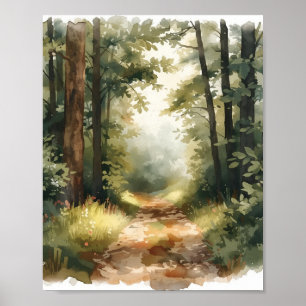 Earthy Woodland Landscape Wall Art poster