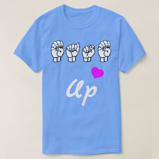 EASE UP text and ASL Sign language design T-Shirt (Design Front)