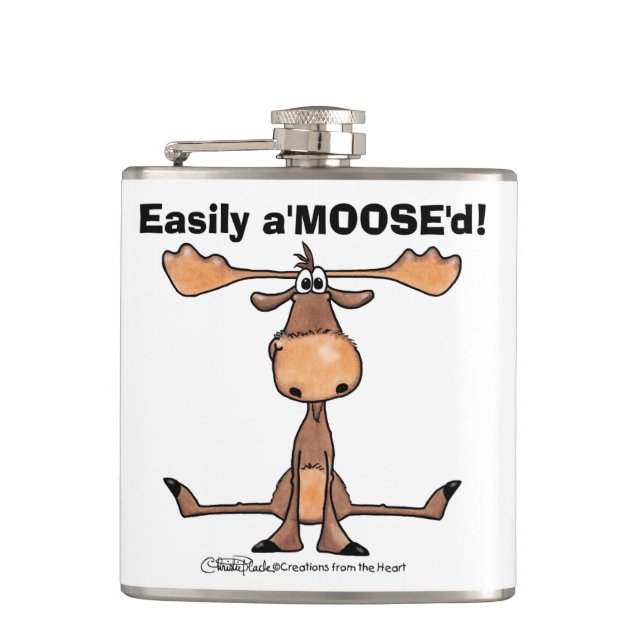 Easily A'Moose"d Hip Flask (Front)