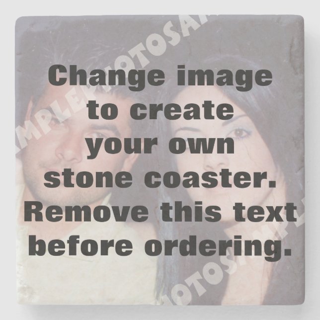 Easily create your own personalised photo stone coaster (Front)