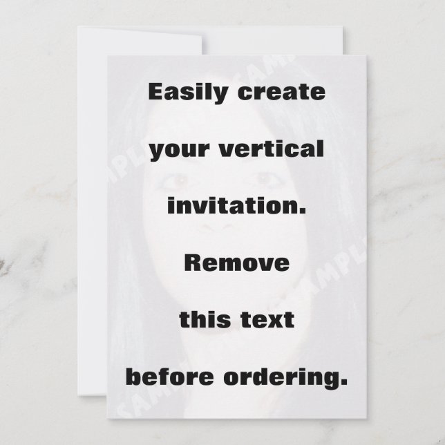 Easily create your vertical photo invitation (Front)