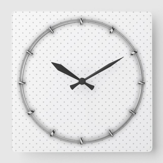 Easily Customise Colour from Grey Mini Polka Dots Square Wall Clock (Front)