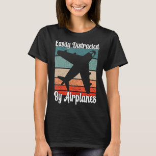 Easily Distracted By Aeroplanes Aeroplane Retro V T-Shirt