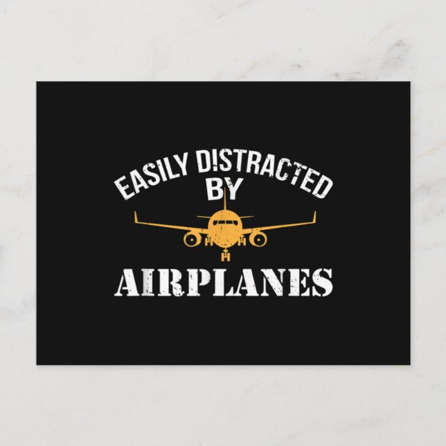 Easily Distracted By Aeroplanes Aviation Aeroplane Postcard (Front)