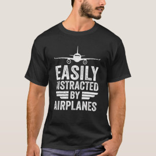 Easily Distracted By Aeroplanes  Aviation Pilot Ai T-Shirt