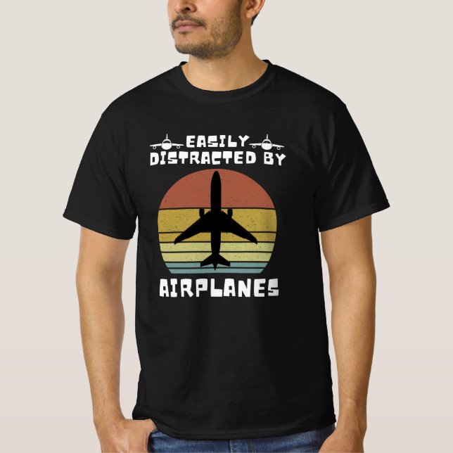 Easily Distracted By Aeroplanes T-Shirt (Front)