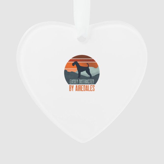 Easily Distracted By Airedales Dog Walking Ornament (Front)