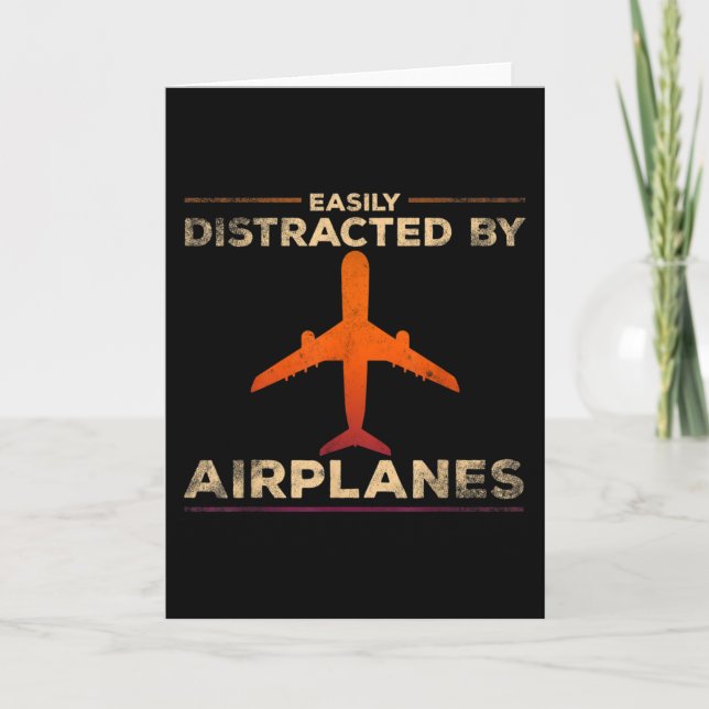 Easily Distracted By Airplanes Airplane Lover Card (Front)
