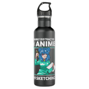Easily Distracted By Anime and Sketching Anime Gir 710 Ml Water Bottle