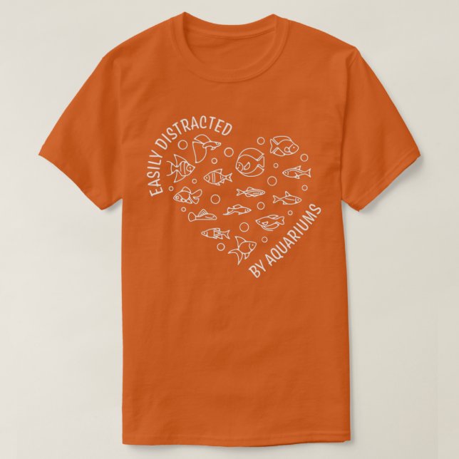 Easily Distracted By Aquariums Heart I love Fish T-Shirt (Design Front)